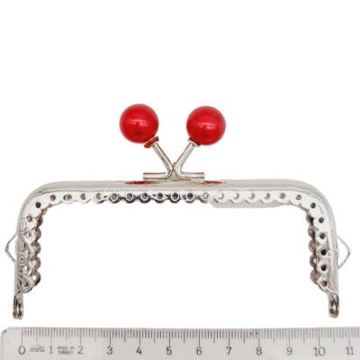 Angel Çanta Aksesuar 10.5 cm Gümüş Metal Bordo Toplu Dikdörtgen Cüzdan Klipsi Çanta Bursu Model 2 - 2