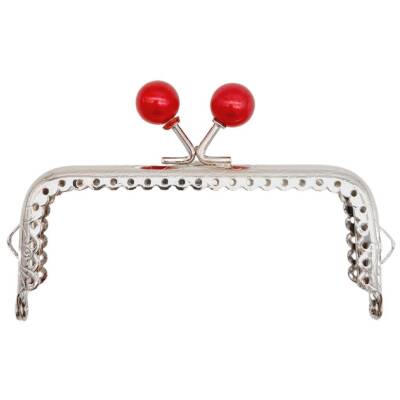 Angel Çanta Aksesuar 10.5 cm Gümüş Metal Bordo Toplu Dikdörtgen Cüzdan Klipsi Çanta Bursu Model 2 - 1