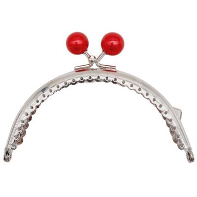 Angel Çanta Aksesuar 10.5 cm Gümüş Metal Bordo Toplu Oval Cüzdan Klipsi Çanta Bursu Model 2 - 1