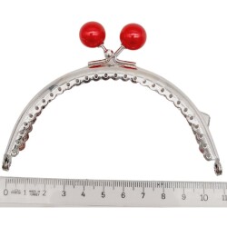 Angel Çanta Aksesuar 10.5 cm Gümüş Metal Bordo Toplu Oval Cüzdan Klipsi Çanta Bursu Model 2 - 2