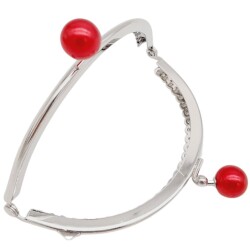 Angel Çanta Aksesuar 10.5 cm Gümüş Metal Bordo Toplu Oval Cüzdan Klipsi Çanta Bursu Model 2 - 3