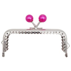 Angel Çanta Aksesuar 10.5 cm Gümüş Metal Fuşya Toplu Dikdörtgen Cüzdan Klipsi Çanta Bursu Model 2 - Angel Çanta Aksesuar