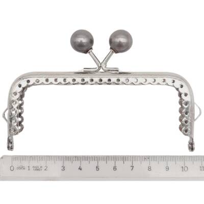 Angel Çanta Aksesuar 10.5 cm Gümüş Metal Gri Toplu Dikdörtgen Cüzdan Klipsi Çanta Bursu Model 2 - 2