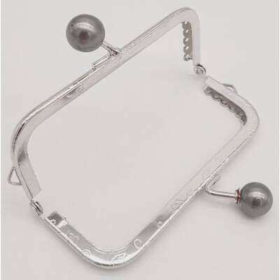 Angel Çanta Aksesuar 10.5 cm Gümüş Metal Gri Toplu Dikdörtgen Cüzdan Klipsi Çanta Bursu Model 2 - 3