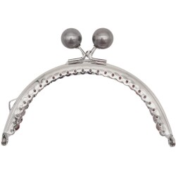 Angel Çanta Aksesuar 10.5 cm Gümüş Metal Gri Toplu Oval Cüzdan Klipsi Çanta Bursu Model 2 - Angel Çanta Aksesuar