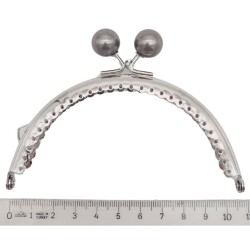 Angel Çanta Aksesuar 10.5 cm Gümüş Metal Gri Toplu Oval Cüzdan Klipsi Çanta Bursu Model 2 - 2