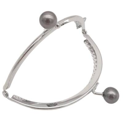 Angel Çanta Aksesuar 10.5 cm Gümüş Metal Gri Toplu Oval Cüzdan Klipsi Çanta Bursu Model 2 - 3