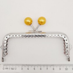 Angel Çanta Aksesuar 10.5 cm Gümüş Metal Hardal Toplu Dikdörtgen Cüzdan Klipsi Çanta Bursu Model 2 - 2