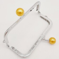 Angel Çanta Aksesuar 10.5 cm Gümüş Metal Hardal Toplu Dikdörtgen Cüzdan Klipsi Çanta Bursu Model 2 - 3