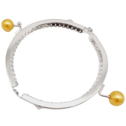 Angel Çanta Aksesuar 10.5 cm Gümüş Metal Hardal Toplu Oval Cüzdan Klipsi Çanta Bursu Model 2 - 3