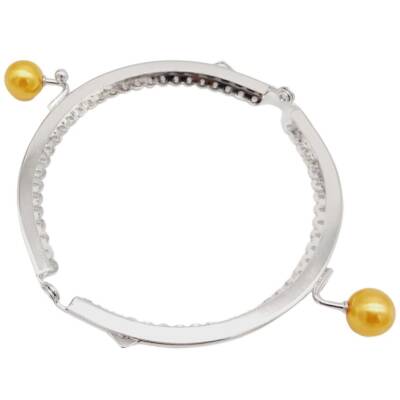 Angel Çanta Aksesuar 10.5 cm Gümüş Metal Hardal Toplu Oval Cüzdan Klipsi Çanta Bursu Model 2 - 3