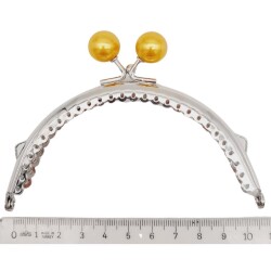 Angel Çanta Aksesuar 10.5 cm Gümüş Metal Hardal Toplu Oval Cüzdan Klipsi Çanta Bursu Model 2 - 2