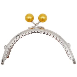 Angel Çanta Aksesuar 10.5 cm Gümüş Metal Hardal Toplu Oval Cüzdan Klipsi Çanta Bursu Model 2 - 1