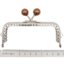 Angel Çanta Aksesuar 10.5 cm Gümüş Metal Kahverengi Toplu Dikdörtgen Cüzdan Klipsi Çanta Bursu Model 2 - 2