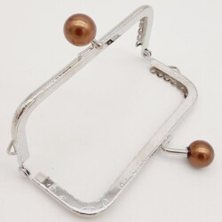 Angel Çanta Aksesuar 10.5 cm Gümüş Metal Kahverengi Toplu Dikdörtgen Cüzdan Klipsi Çanta Bursu Model 2 - 3