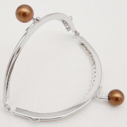 Angel Çanta Aksesuar 10.5 cm Gümüş Metal Kahverengi Toplu Oval Cüzdan Klipsi Çanta Bursu Model 2 - 3