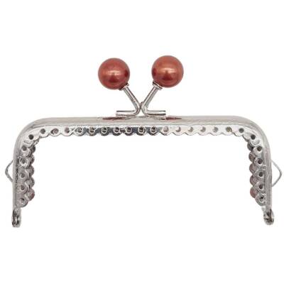 Angel Çanta Aksesuar 10.5 cm Gümüş Metal Koyu Bordo Toplu Dikdörtgen Cüzdan Klipsi Çanta Bursu Model 2 - 1