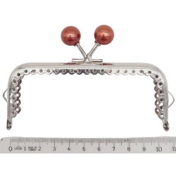 Angel Çanta Aksesuar 10.5 cm Gümüş Metal Koyu Bordo Toplu Dikdörtgen Cüzdan Klipsi Çanta Bursu Model 2 - 2