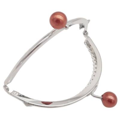 Angel Çanta Aksesuar 10.5 cm Gümüş Metal Koyu Bordo Toplu Oval Cüzdan Klipsi Çanta Bursu Model 2 - 3