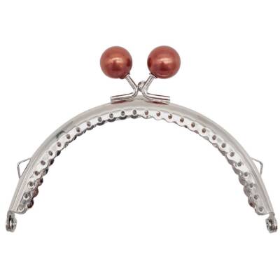 Angel Çanta Aksesuar 10.5 cm Gümüş Metal Koyu Bordo Toplu Oval Cüzdan Klipsi Çanta Bursu Model 2 - 1