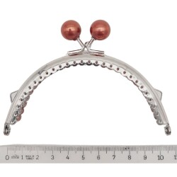 Angel Çanta Aksesuar 10.5 cm Gümüş Metal Koyu Bordo Toplu Oval Cüzdan Klipsi Çanta Bursu Model 2 - 2