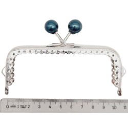 Angel Çanta Aksesuar 10.5 cm Gümüş Metal Koyu Lacivert Toplu Dikdörtgen Cüzdan Klipsi Çanta Bursu Model 2 - 2