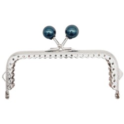 Angel Çanta Aksesuar 10.5 cm Gümüş Metal Koyu Lacivert Toplu Dikdörtgen Cüzdan Klipsi Çanta Bursu Model 2 - Angel Çanta Aksesuar