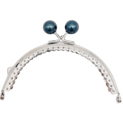 Angel Çanta Aksesuar 10.5 cm Gümüş Metal Koyu Lacivert Toplu Oval Cüzdan Klipsi Çanta Bursu Model 2 - Angel Çanta Aksesuar