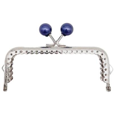 Angel Çanta Aksesuar 10.5 cm Gümüş Metal Lacivert Toplu Dikdörtgen Cüzdan Klipsi Çanta Bursu Model 2 - 1