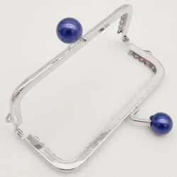 Angel Çanta Aksesuar 10.5 cm Gümüş Metal Lacivert Toplu Dikdörtgen Cüzdan Klipsi Çanta Bursu Model 2 - 3