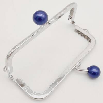 Angel Çanta Aksesuar 10.5 cm Gümüş Metal Lacivert Toplu Dikdörtgen Cüzdan Klipsi Çanta Bursu Model 2 - 3