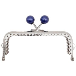 Angel Çanta Aksesuar 10.5 cm Gümüş Metal Lacivert Toplu Dikdörtgen Cüzdan Klipsi Çanta Bursu Model 2 - 1