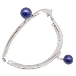 Angel Çanta Aksesuar 10.5 cm Gümüş Metal Lacivert Toplu Oval Cüzdan Klipsi Çanta Bursu Model 2 - 3