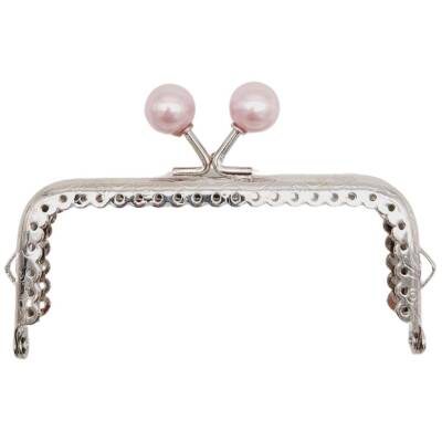 Angel Çanta Aksesuar 10.5 cm Gümüş Metal Pudra Toplu Dikdörtgen Cüzdan Klipsi Çanta Bursu Model 2 - 1