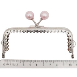 Angel Çanta Aksesuar 10.5 cm Gümüş Metal Pudra Toplu Dikdörtgen Cüzdan Klipsi Çanta Bursu Model 2 - 2