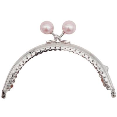 Angel Çanta Aksesuar 10.5 cm Gümüş Metal Pudra Toplu Oval Cüzdan Klipsi Çanta Bursu Model 2 - 1