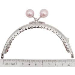 Angel Çanta Aksesuar 10.5 cm Gümüş Metal Pudra Toplu Oval Cüzdan Klipsi Çanta Bursu Model 2 - 2