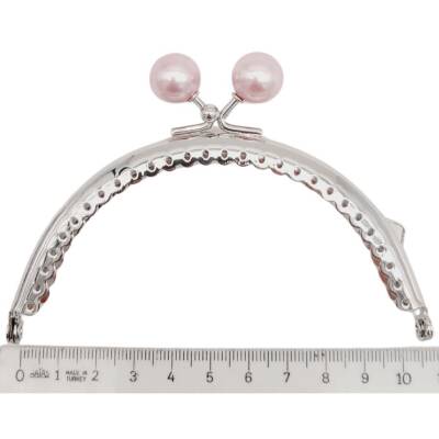 Angel Çanta Aksesuar 10.5 cm Gümüş Metal Pudra Toplu Oval Cüzdan Klipsi Çanta Bursu Model 2 - 2