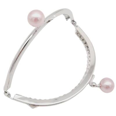 Angel Çanta Aksesuar 10.5 cm Gümüş Metal Pudra Toplu Oval Cüzdan Klipsi Çanta Bursu Model 2 - 3