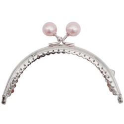 Angel Çanta Aksesuar 10.5 cm Gümüş Metal Pudra Toplu Oval Cüzdan Klipsi Çanta Bursu Model 2 - Angel Çanta Aksesuar