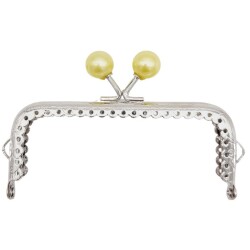 Angel Çanta Aksesuar 10.5 cm Gümüş Metal Sarı Toplu Dikdörtgen Cüzdan Klipsi Çanta Bursu Model 2 - Angel Çanta Aksesuar