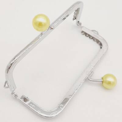 Angel Çanta Aksesuar 10.5 cm Gümüş Metal Sarı Toplu Dikdörtgen Cüzdan Klipsi Çanta Bursu Model 2 - 3