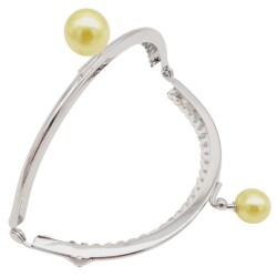 Angel Çanta Aksesuar 10.5 cm Gümüş Metal Sarı Toplu Oval Cüzdan Klipsi Çanta Bursu Model 2 - 3