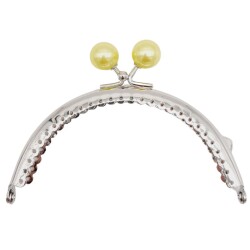 Angel Çanta Aksesuar 10.5 cm Gümüş Metal Sarı Toplu Oval Cüzdan Klipsi Çanta Bursu Model 2 - Angel Çanta Aksesuar