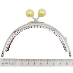 Angel Çanta Aksesuar 10.5 cm Gümüş Metal Sarı Toplu Oval Cüzdan Klipsi Çanta Bursu Model 2 - 2