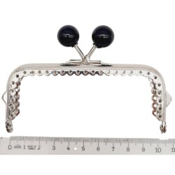 Angel Çanta Aksesuar 10.5 cm Gümüş Metal Siyah Toplu Dikdörtgen Cüzdan Klipsi Çanta Bursu Model 2 - 2