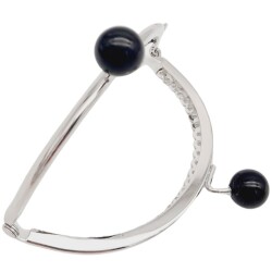 Angel Çanta Aksesuar 10.5 cm Gümüş Metal Siyah Toplu Oval Cüzdan Klipsi Çanta Bursu Model 2 - 3