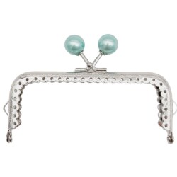 Angel Çanta Aksesuar 10.5 cm Gümüş Metal Su Yeşili Toplu Dikdörtgen Cüzdan Klipsi Çanta Bursu Model 2 - Angel Çanta Aksesuar