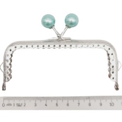 Angel Çanta Aksesuar 10.5 cm Gümüş Metal Su Yeşili Toplu Dikdörtgen Cüzdan Klipsi Çanta Bursu Model 2 - 2