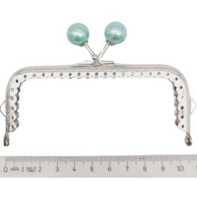 Angel Çanta Aksesuar 10.5 cm Gümüş Metal Su Yeşili Toplu Dikdörtgen Cüzdan Klipsi Çanta Bursu Model 2 - 2